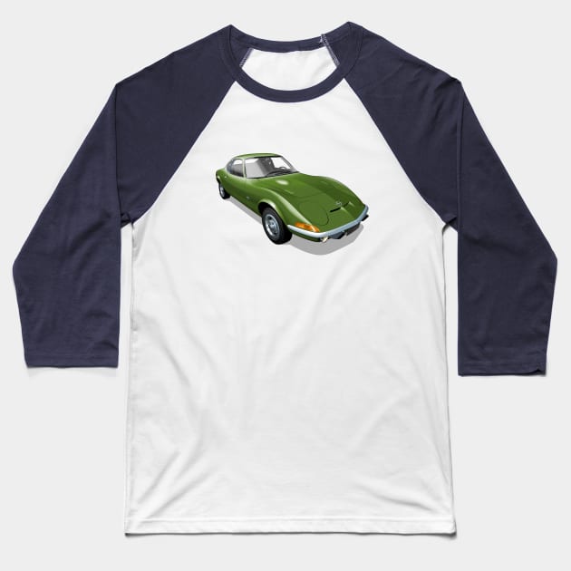 1972 Opel GT in green Baseball T-Shirt by candcretro